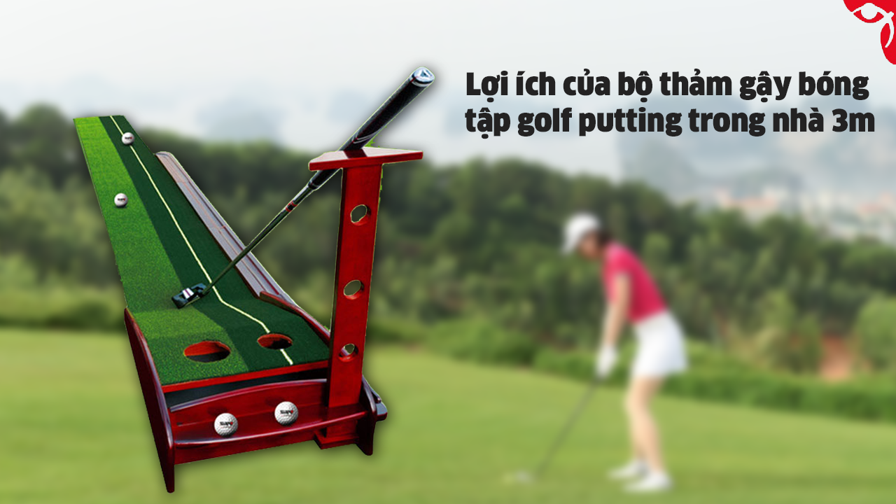 Bộ Thảm gậy bóng tập golf putting trong nhà 3m - Ảnh 4